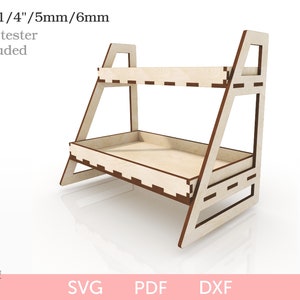 2 Tiered shelf with removable tray SVG laser cut file, 2 Tiered tray svg laser pattern, Two Tier tray shelf svg, Glowforge Cricut CNC file