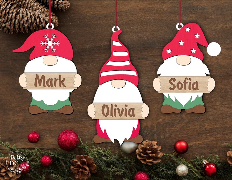 Christmas Gnomes With Names SVG Laser Cut File Gnome Etsy
