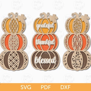 Stacked Pumpkins Cut file, Fall Pumpkin Decor SVG, Autumn Decor laser file, Layered Stacked Pumpkins svg laser cut file