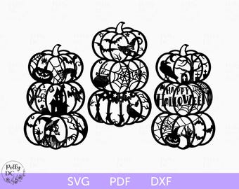 Halloween Stacked Pumpkin svg, Halloween decor laser cut file, Halloween file For Cricut, Glowforge svg