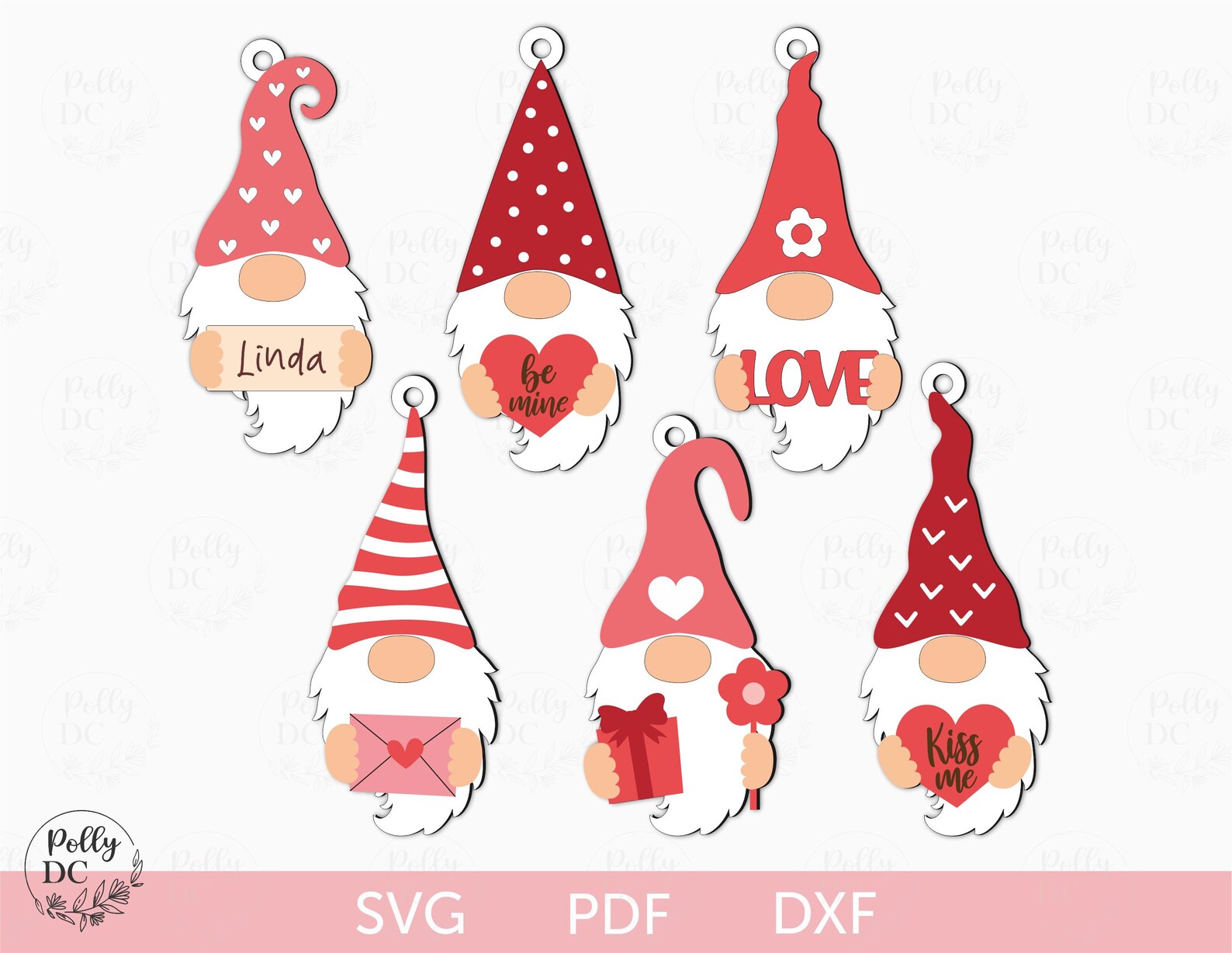Valentines Day Gnomes SVG Bundle, Valentine's Gnome Hanging Ornament ...