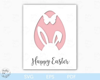 Easter Card SVG, Easter Bunny Card Cut file, Easter Paper Card template, Easter Cricut file, Easter Egg Card SVG