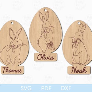 Easter Basket Tag SVG, Easter Bunny Hanging Ornament svg, Easter Name Tag SVG, Easter laser file, Easter Glowforge svg