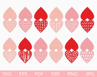 Valentines papercut card svg, Valentines hearts card svg, Heart card template, Valentines card svg, Cricut Silhouette template svg png dxf