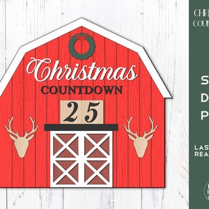 Bauernhof Weihnachten Countdown SVG Laserschnittdatei, Countdown zu Weihnachten svg, Weihnachtskalender Laserschnittdatei, Weihnachts-Countdown-Kalender