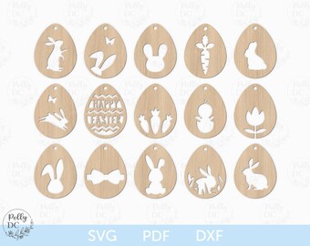 Easter Basket Tags SVG, Easter Hanging Ornament SVG, Easter Gift Tag cut file, Glowforge laser cut file, Cricut SVG