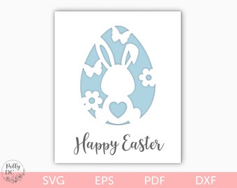 Easter card svg, Bunny easter card svg, Easter card template, Easter paper card, Easter cut file, Easter egg card, easter svg, papercut card