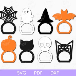 Halloween-Serviettenringe, Halloween-Serviettenhalter, Halloween-Serviettenhalter, Halloween-Serviettenhalter, Halloween-Serviettenhalter, Laser-Schnittdatei, Halloween-Dekor