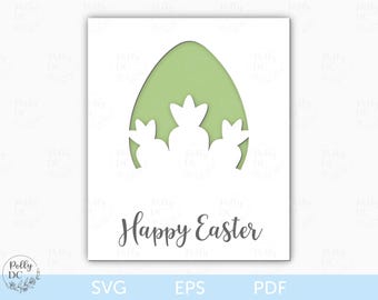 Easter Card SVG, Happy Easter Card Cut file, Easter Paper Card template, Easter Cricut file, Easter Egg Card SVG