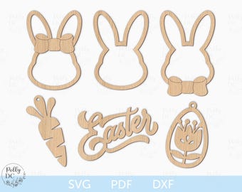 Easter Bunny Basket Tags SVG, Bunny Gift Tags SVG, Easter Basket Tags, Easter laser file, Easter Cutouts svg, Easter Glowforge