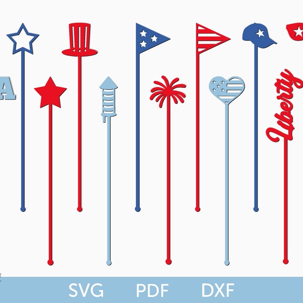 4th July drink stir sticks svg, 4th July  drink stirrers svg, 4th July stir sticks svg, 4th July swizzle sticks svg, 4th July  Glowforge