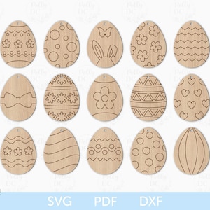 Kit de pintura para hacer huevos de Pascua en formato SVG, adornos para huevos de Pascua en formato SVG, archivo para cortar huevos de Pascua colgantes, archivo láser de Pascua