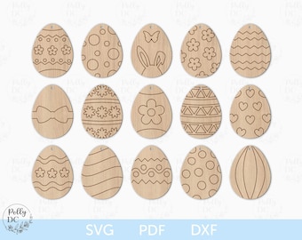 Easter Eggs DIY Paint Kit SVG, Easter Eggs Ornaments SVG, Hanging Easter Eggs cut file, Easter laser file