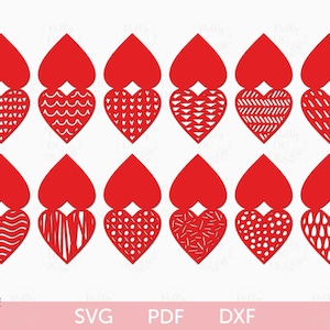 Cartão de corte de papel SVG para o Dia dos Namorados, Cartão de corações SVG para o Dia dos Namorados, Modelo de cartão de coração, Recortes de Dia dos Namorados, Arquivos de modelo de silhueta Cricut
