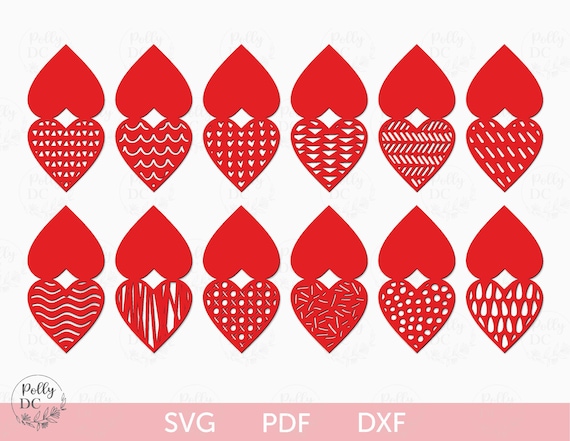 Valentine's Day Papercut Card SVG, Valentine's Hearts Card SVG, Heart card template, Valentines Cutouts, Cricut Silhouette template files