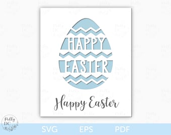 Easter Card SVG, Happy Easter Card Cut file, Easter Paper Card template, Easter Cricut file, Easter Egg Card SVG