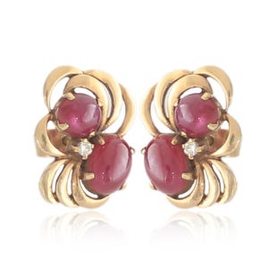 Chic 14k Gold Ruby Stud Earrings - Push Back Style, Elegant Design, Bridal & Birthstone Jewelry