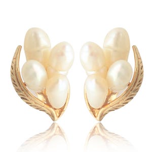 14K Handmade Solid Gold Genuine White Pearl Pushback Earrings, Pearl Earrings, Gift for womens