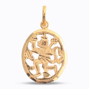 18K Solid Gold Sri Hanuman Pendant, Gold Bajrang Bali Pendant, Hinduism God Pendant, Hanuman Pendant Gift for Men