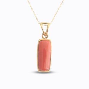 Coral 18K solid yellow gold charm Dainty handmade gold charm for pendant Natural gemstone charm April birthstone Gift for her