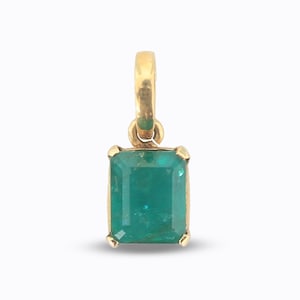 Natürlicher Smaragd Anhänger, 18K solider Gelbgold Anhänger, Mai Birthstone Anhänger, Oktagon Anhänger, Weihnachtsgeschenk