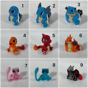 Peut inclure: Neuf figurines Pokémon différentes, chacune avec un design et une palette de couleurs uniques. Les figurines sont numérotées de 1 à 9.