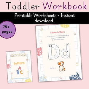 Toddler preschool learning binder, worksheets, workbook,learning, worksheets digital learning, alphabet, homeschool, busy book binder