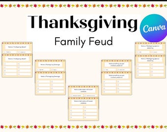 Thanksgiving Family Feud game party trivia  - Family Game Night - Family Friendly Quiz - group games -  instant download