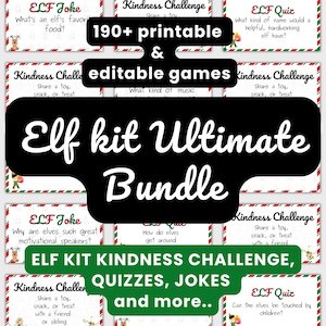 Elf on the shelf kit Ultimate Bundle, printable christmas family kids activities, games, notes, welcome, arrival letters, accesoire, holiday