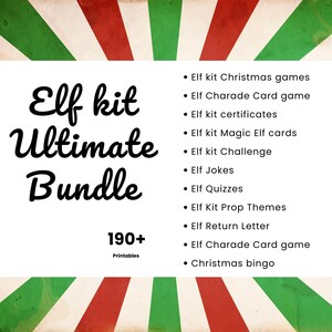 Elf Kit Ultimate Bundle Christmas on the shelf, printable family kids activities, games, notes, welcome, arrival letters, accesoire, holiday