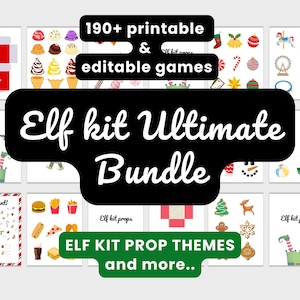Elf Kit Ultimate Bundle Christmas on the shelf, printable family kids activities, games, notes, welcome, arrival letters, accesoire, holiday