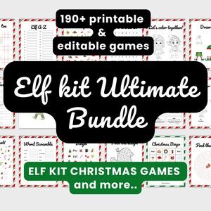 Elf Kit Ultimate Bundle Christmas on the shelf, printable family kids activities, games, notes, welcome, arrival letters, accesoire, holiday