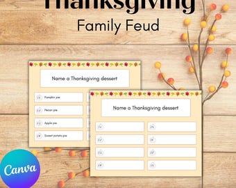 Thanksgiving Family Feud game party trivia  - Family Game Night - Family Friendly Quiz - group games -  instant download