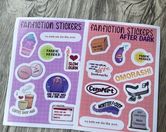 FanFiction Sticker Sheets (Tropes and Tags) A5