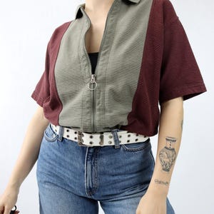 Vintage 80er 90er ADIDAS Poloshirt T-Shirt Reißverschluss Patch 164 S