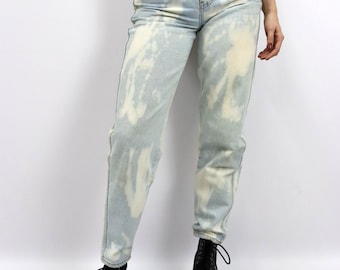 Vintage 80er 90er BLUE LOOK Jeans highways gerades Bein reworked Batik 38