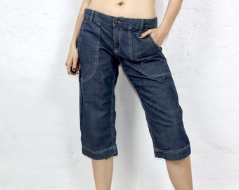 Vintage anni '90 anni '00 Y2k KILLAH Capri Pantaloni Jeans Denim Deadstock W32