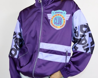 Veste Vintage Mureli Années 80 Violette épaules Dénudées Taille XL