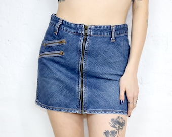 Vintage 80er 90er WRANGLER Minirock Jeansrock Reißverschluss W28