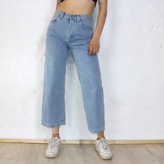 Vintage Jeans, Light Blue, High-waisted, Wide Leg, Deadstock