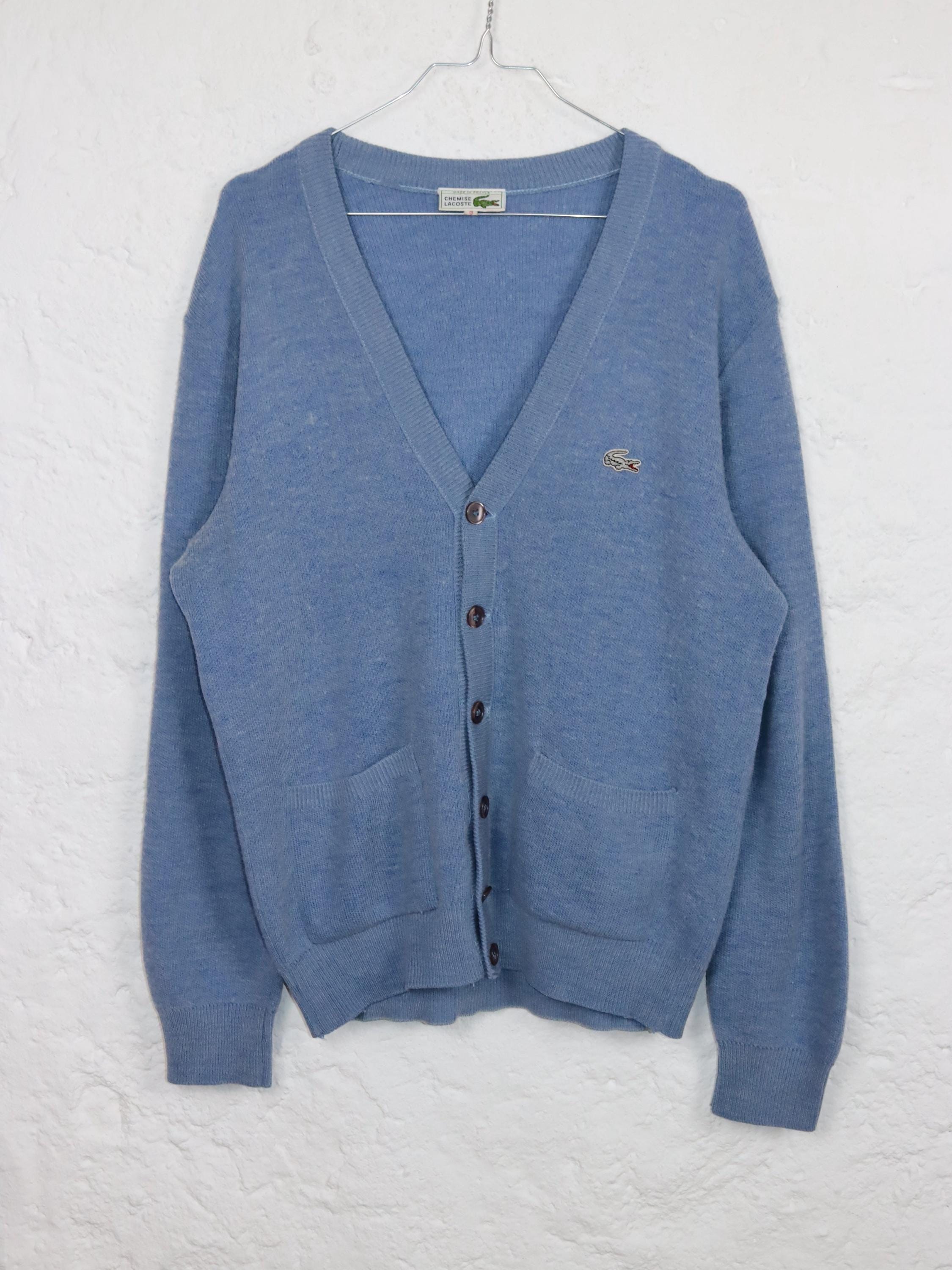 Vintage 80s 90s LACOSTE Cardigan Light Blue Wool - Etsy