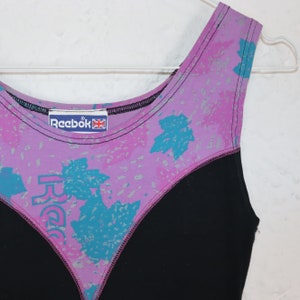 Vintage 80er 90er REEBOK Einteiler Body Gymnastik Turn eng crazy pattern ärmellos S Bild 3