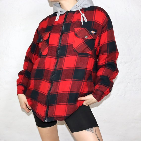 Vintage 90s 00s Y2k DICKIES Workwear Flannel Shirt Jacket With 