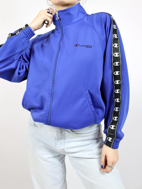 Giacca da tuta vintage anni '80-'90 CHAMPION con collo alto blu S