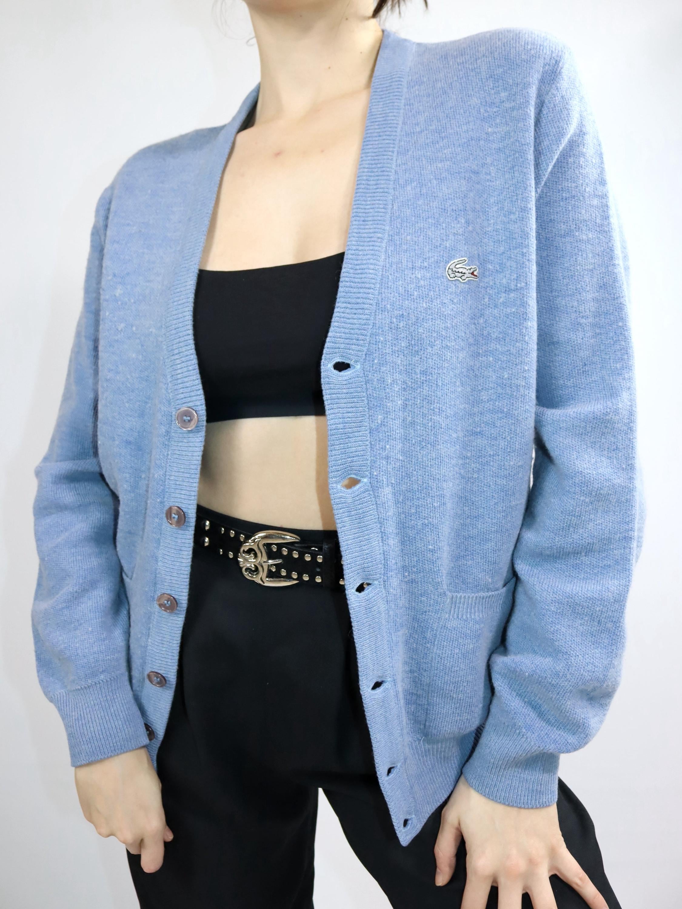 80s-90s usa製 LACOSTE blue knit cardigan Vintage 80s 90s LACOSTE Cardigan Light Blue Wool - Etsy