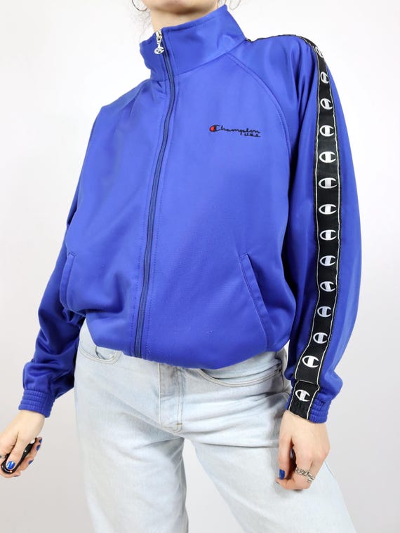 Giacca da tuta vintage anni '80-'90 CHAMPION con collo alto blu S - Main Image
