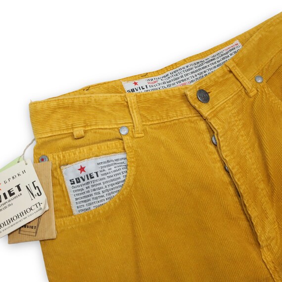 Vintage corduroy pants yellow mustard SOVIET W34 - image 8