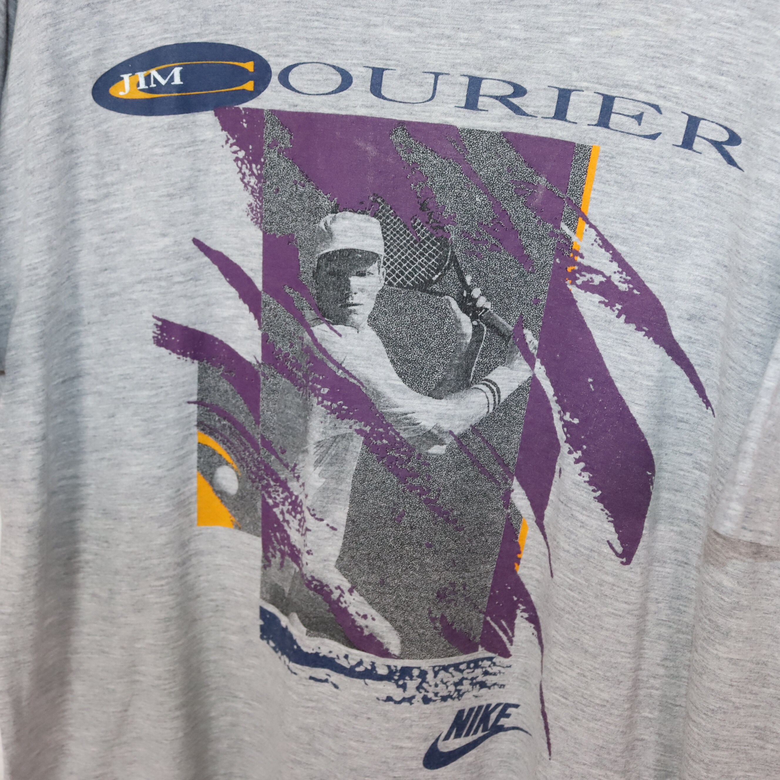 Vintage 80s 90s NIKE Rare T-shirt Short Sleeve Grey Jim