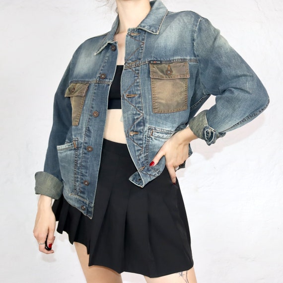 Vintage ENERGIE Jeansjacke mit Cord Deadstock M