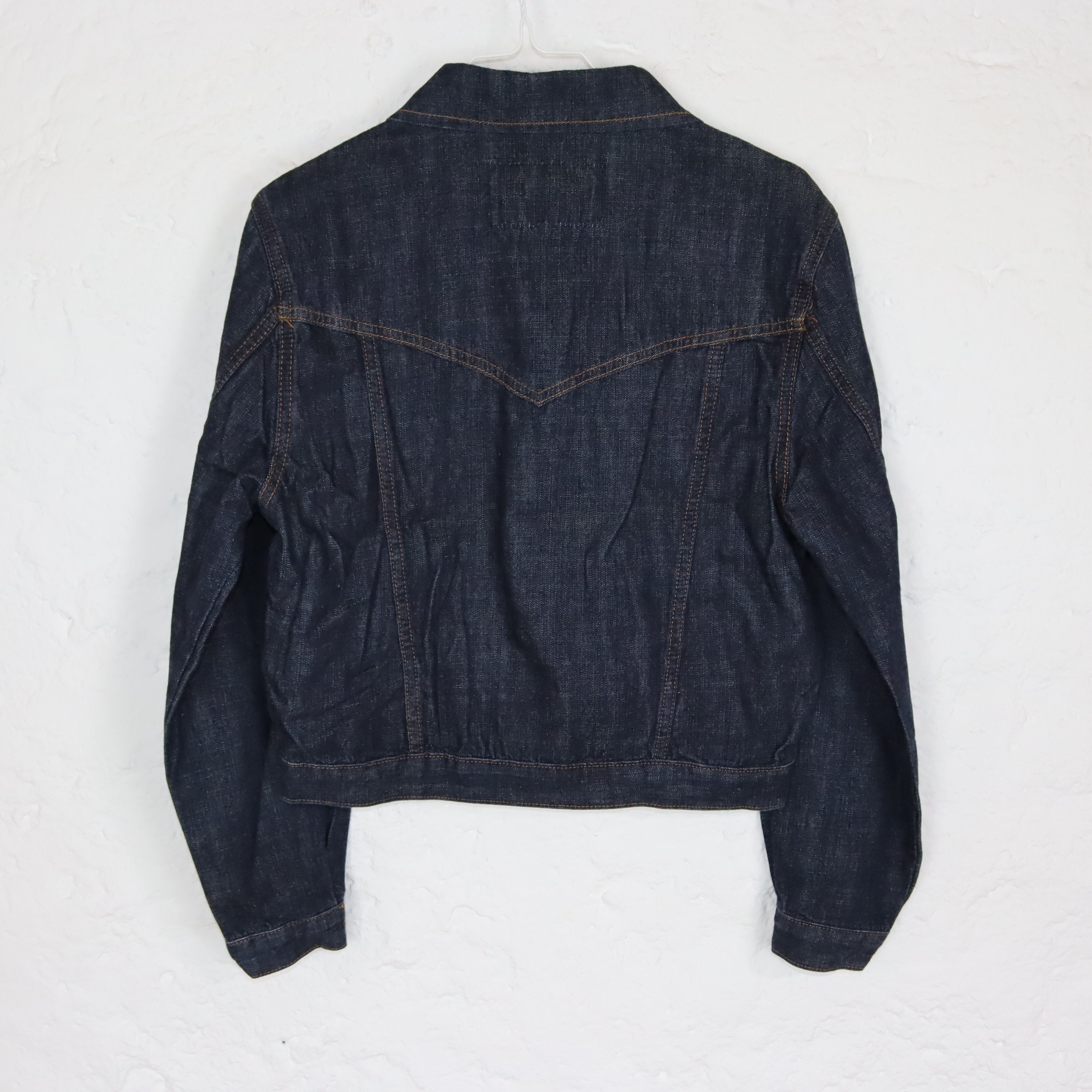 Vintage 90s 00s Y2K WRANGLER Denim Jacket Thin Short Tight Dark 